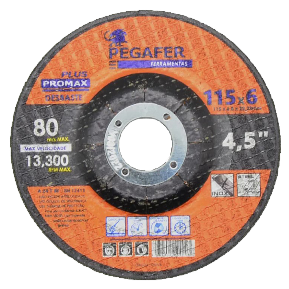 Disco Desbaste 4,5" 23mm Metal PEGATEC