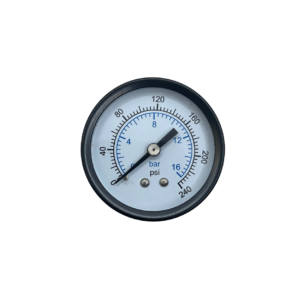 Manômetro de Pressão 50 mm 1/4" Horizontal 240 Psi 16 Bar