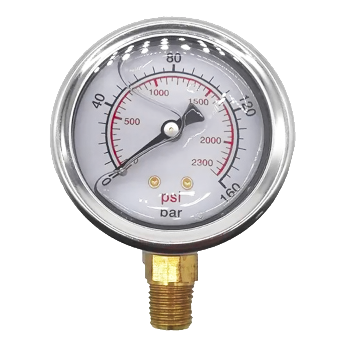 Manômetro de Pressão 1/4" Vertical 160 Bar 2300 psi Com Glicerina
