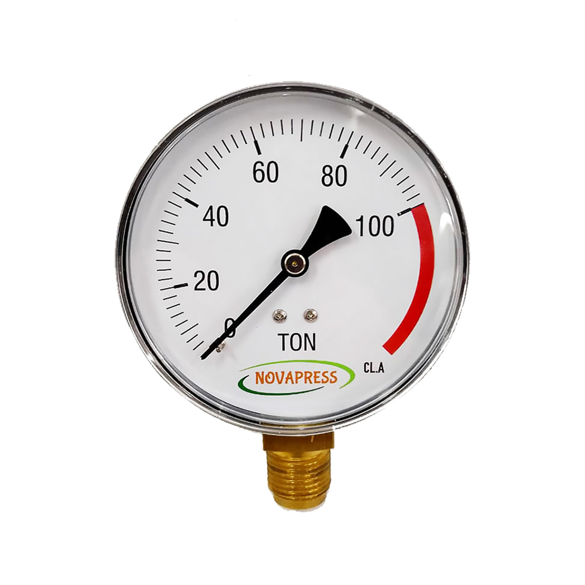 Manômetro de Pressão 1/2" Vertical 100 Toneladas