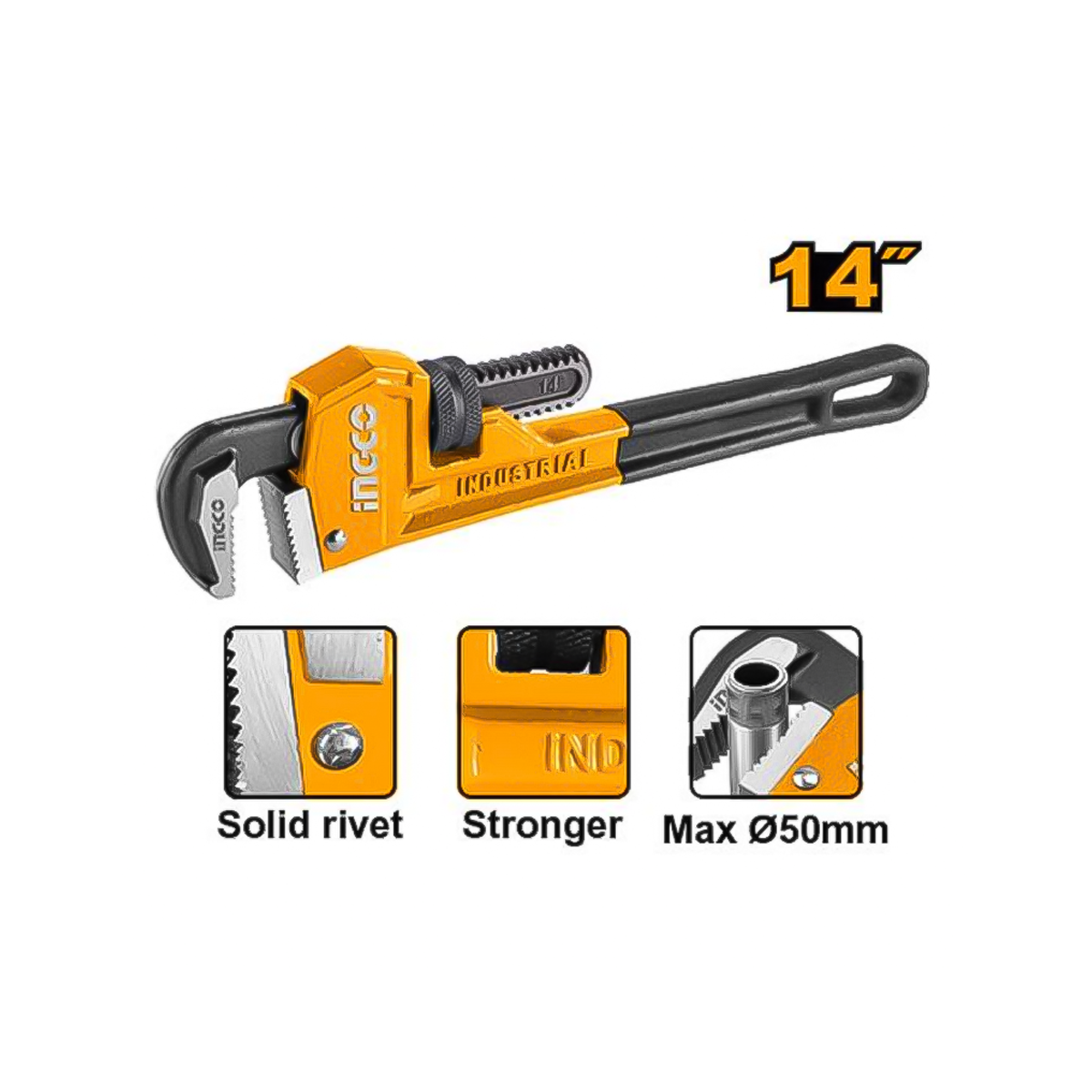 Chave de Grifo Tipo Americano Ingco 14"350mm - Imagem 3