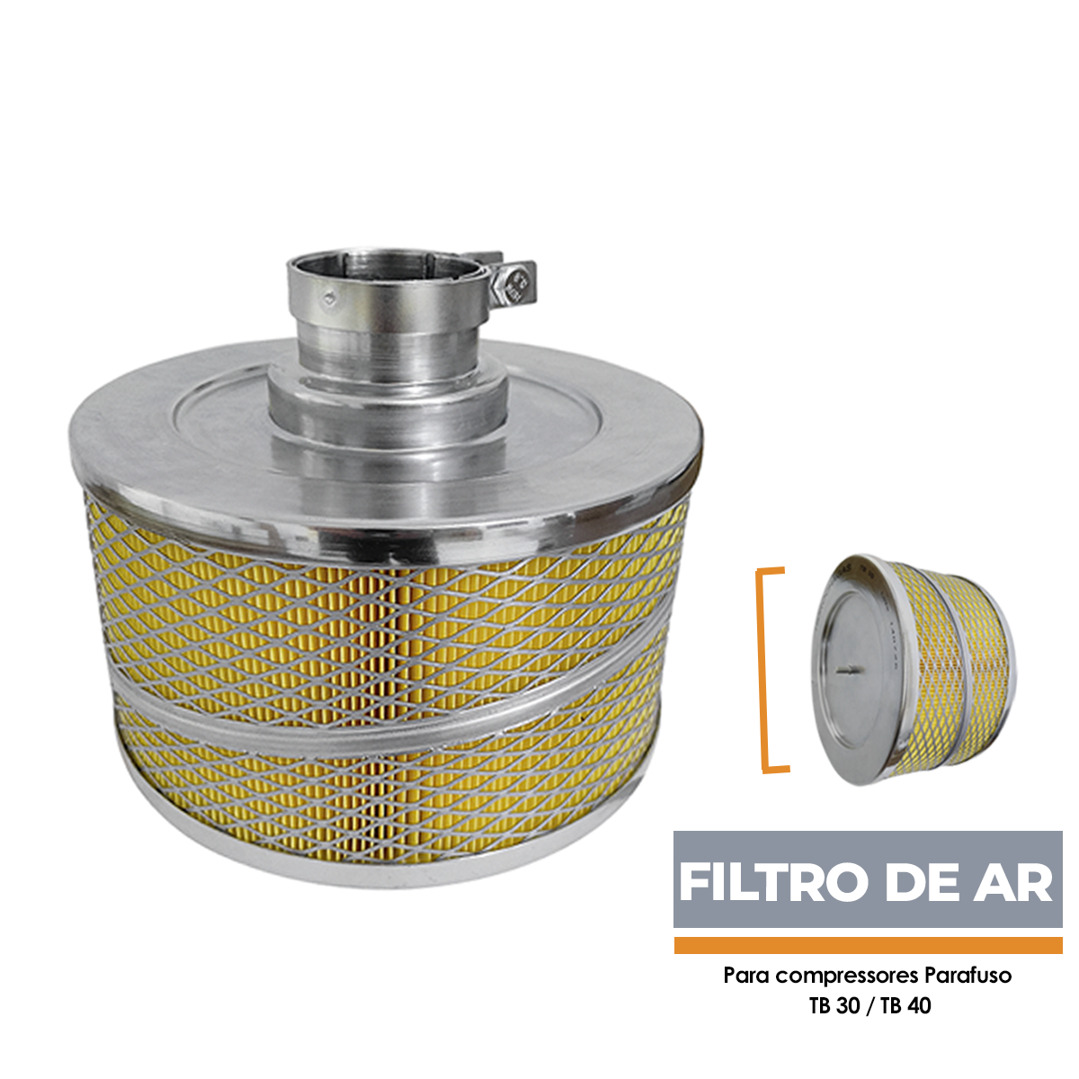 Filtro de Ar Para Compressor Parafuso TB30/TB40 Platinum Com Abraçadeira - MFA2510