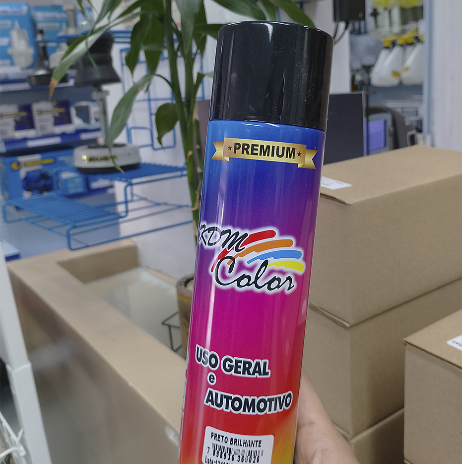 Tinta Spray Kdm Color Preto Brilhante Uso Geral e Automotivo 400ml - Imagem 3