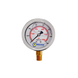Manômetro de Pressão 1/4" NPT Vertical 700 Bar 10.000 psi Com Glicerina