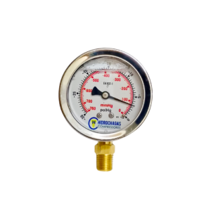 Manômetro Vacuômetro 1/4" NPT -760 mmHg/30polHg Vertical Com Glicerina