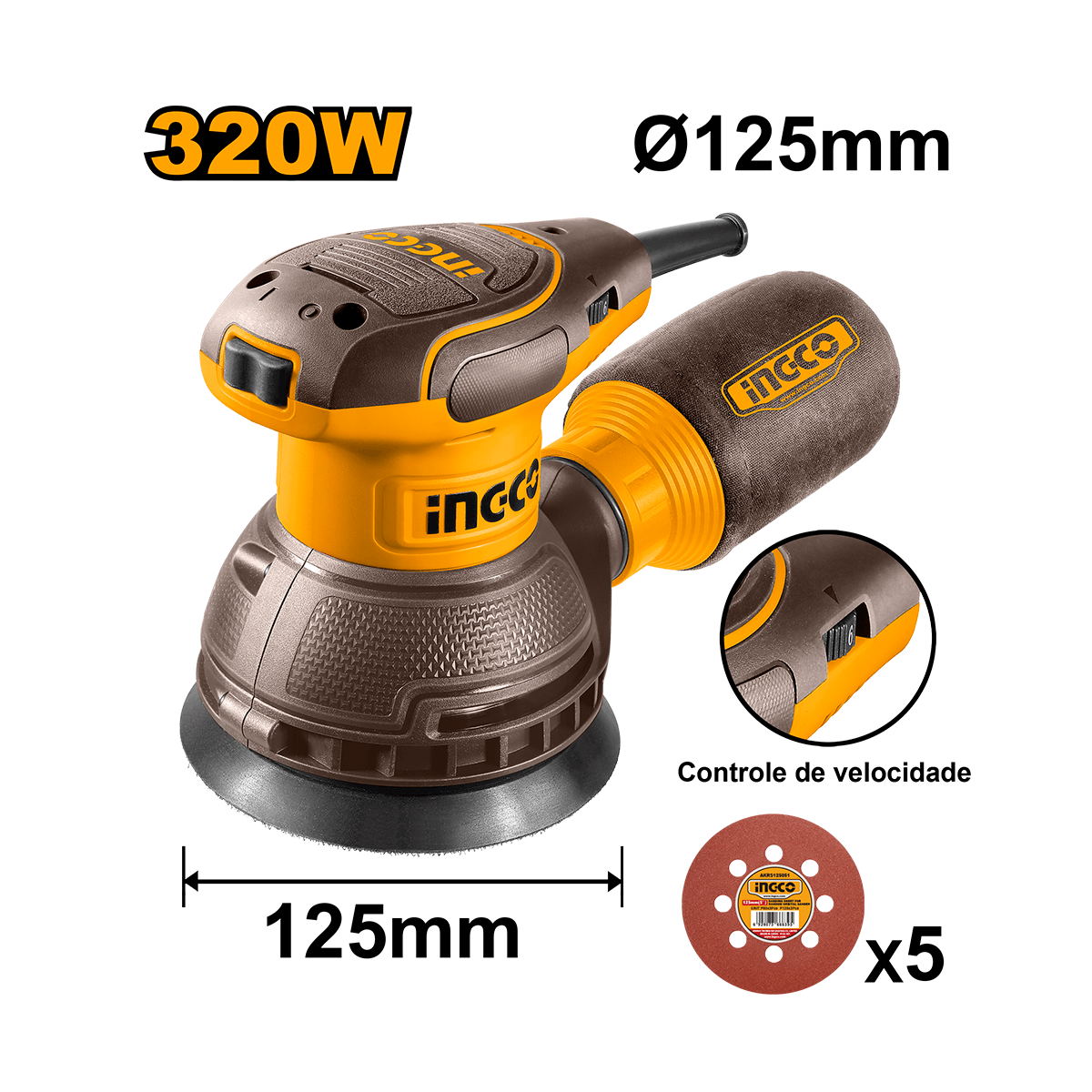 Lixadeira Rotativa INGCO 320W 220V - Imagem 2