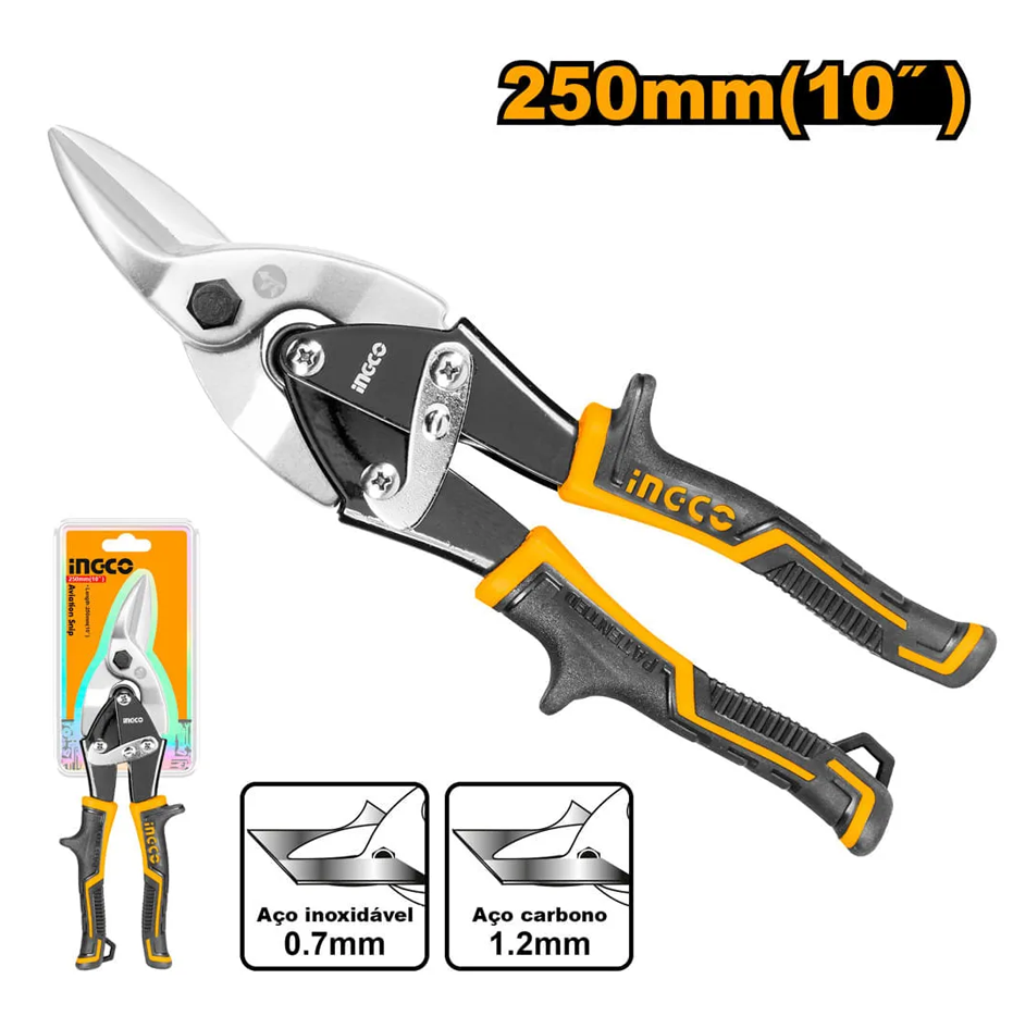 Tesoura de Aviação Corte Esquerdo 10" Ingco HTSN0110L - Imagem 4