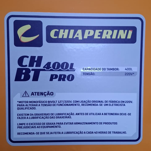 BETONEIRA PROFISSIONAL 400 LITROS CHIAPERINI - Imagem 5