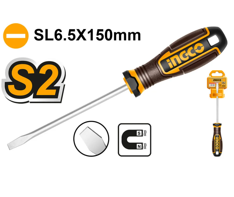 CHAVE DE FENDA HASTE REDONDA INGCO S2 1/4 X 6Pol HSDSL6150 - Imagem 2