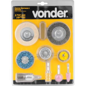 JOGO DE PONTAS MONTADAS E ESCOVAS DE AÇO COM 10 PEÇAS - VONDER