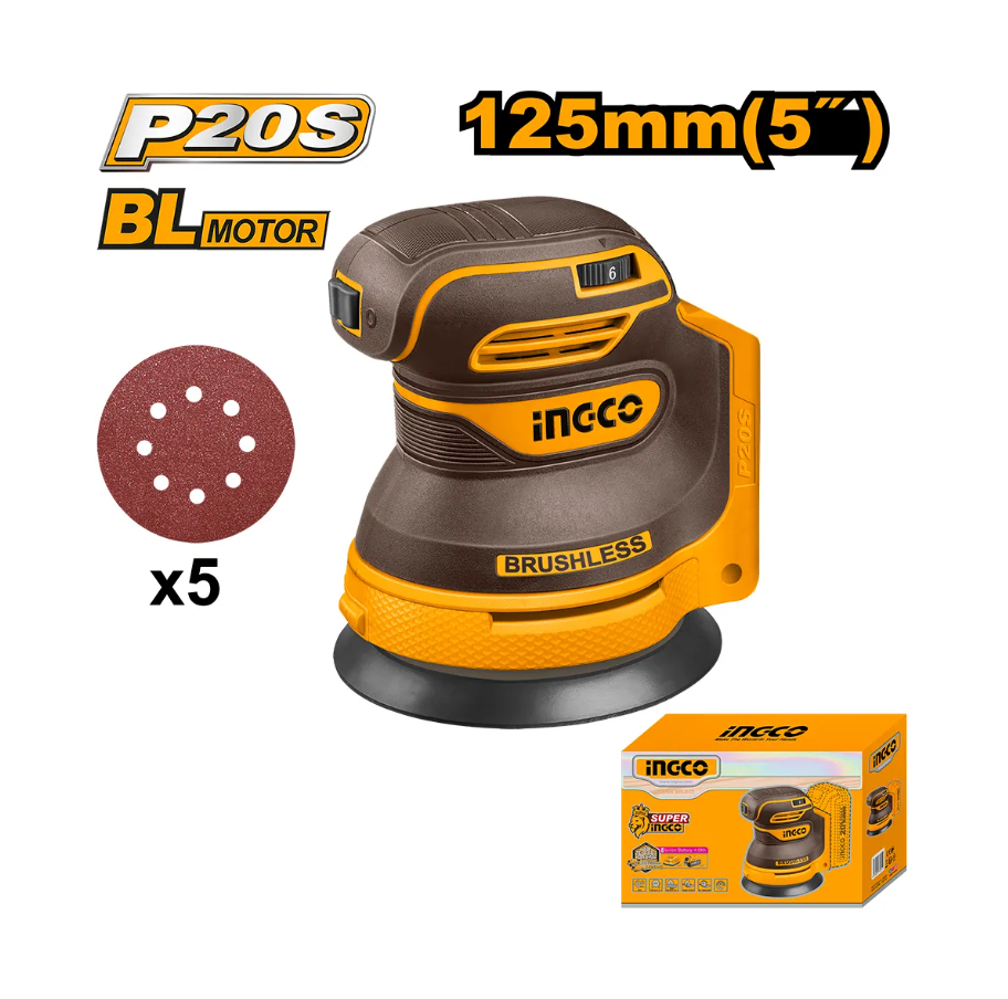 Lixadeira BL INGCO 5" à Bateria 20V Linha P20S sem Bateria Referência: CROSLI2002 - Imagem 3
