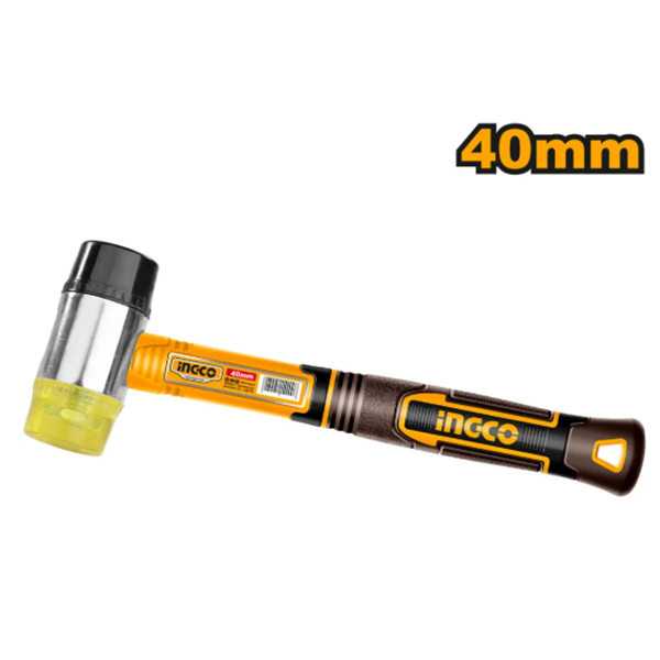 Marreta/Martelo De Borracha e Plástico INGCO Com Cabo De Fibra e Emborrachado 40MM HRUH8940 - Imagem 2