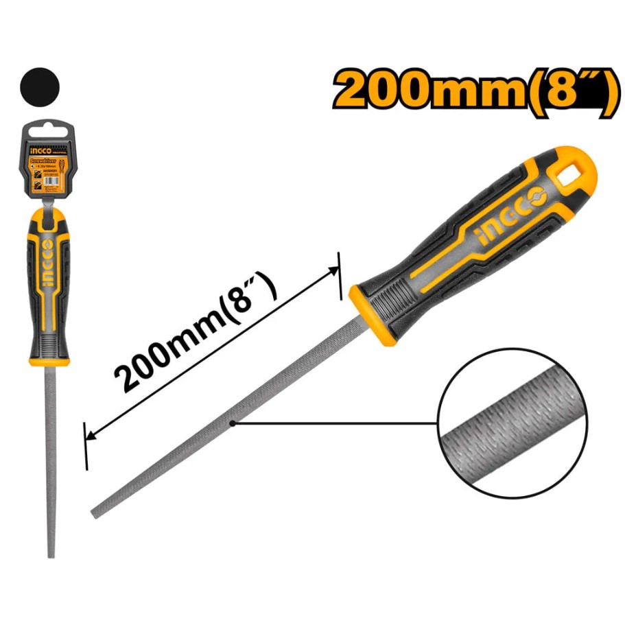LIMA REDONDA MURÇA PICADO DUPLO INGCO 8POL (200MM) COM CABO EMBORRACHADO HSRF088 - Imagem 2