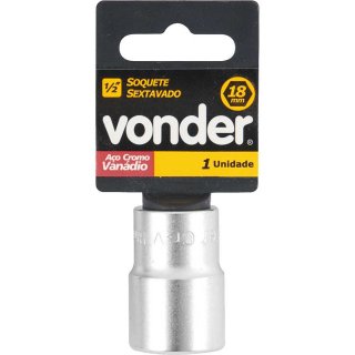 SOQUETE SEXTAVADO DE 18 MM COM ENCAIXE DE 1/2" AÇO CRV - VONDER 30.39.100.018 - Imagem 2