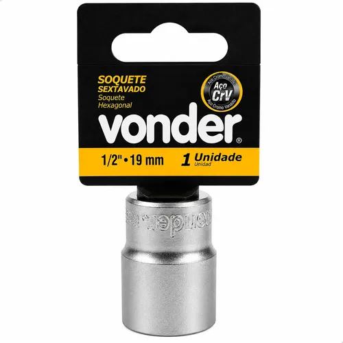 SOQUETE SEXTAVADO DE 19 MM COM ENCAIXE DE 1/2" AÇO CRV - VONDER 30.39.100.019 - Imagem 2