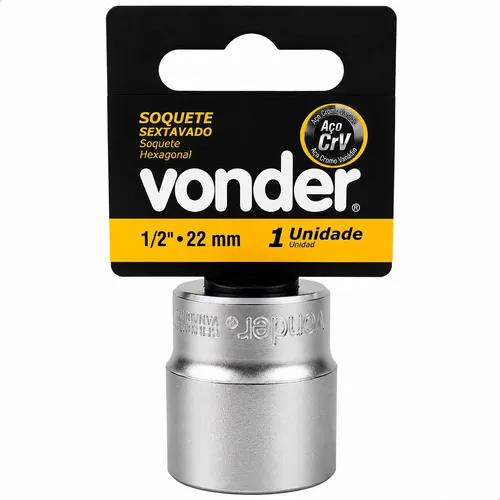 SOQUETE SEXTAVADO DE 22 MM COM ENCAIXE DE 1/2" AÇO CRV - VONDER 30.39.100.022 - Imagem 2