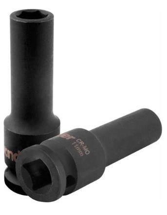 Soquete sextavado longo de impacto, 11 mm, encaixe de 1/2", VONDER