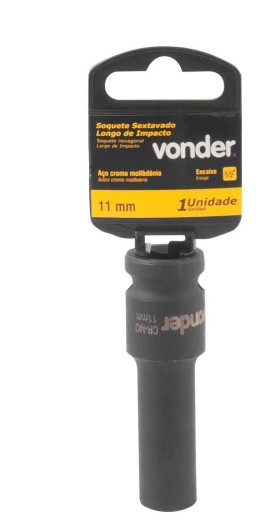Soquete sextavado longo de impacto, 11 mm, encaixe de 1/2", VONDER - Imagem 2
