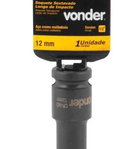 Soquete sextavado longo de impacto, 12 mm, encaixe de 1/2", VONDER