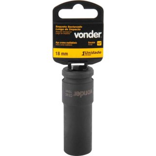 Soquete sextavado longo de impacto, 18 mm, encaixe de 1/2", VONDER