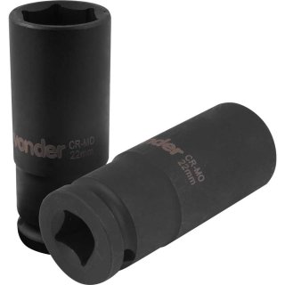 Soquete sextavado longo de impacto, 22 mm, encaixe de 1/2", VONDER