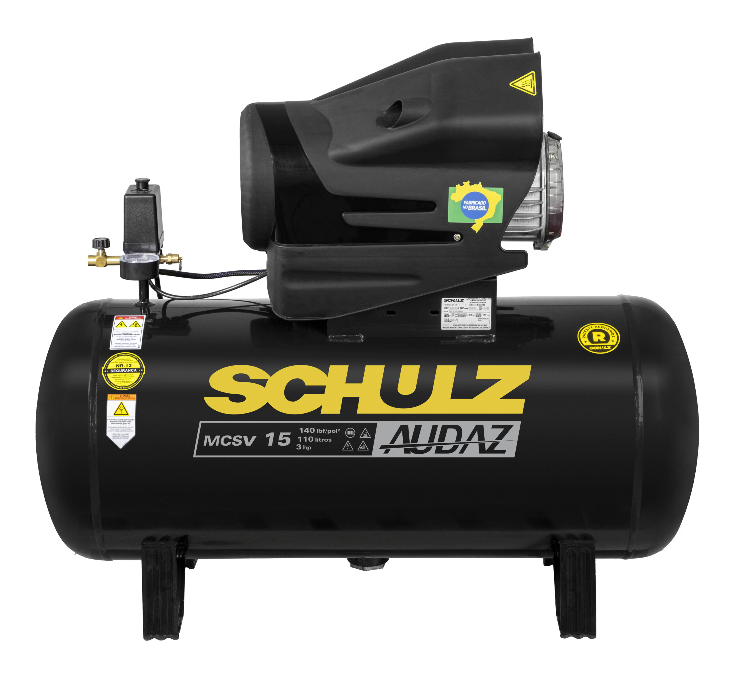 COMPRESSOR DE AR PISTÃO 15 PCM 110 LITROS 140 LBS MONOFÁSICO 220V MCSV 15/110L AUDAZ - SCHULZ - Imagem 2