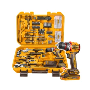 Combo 166 Peças com Parafusadeira e Furadeira BL com Impacto 1/2" 66Nm Bateria 20V Linha P20S INGCO