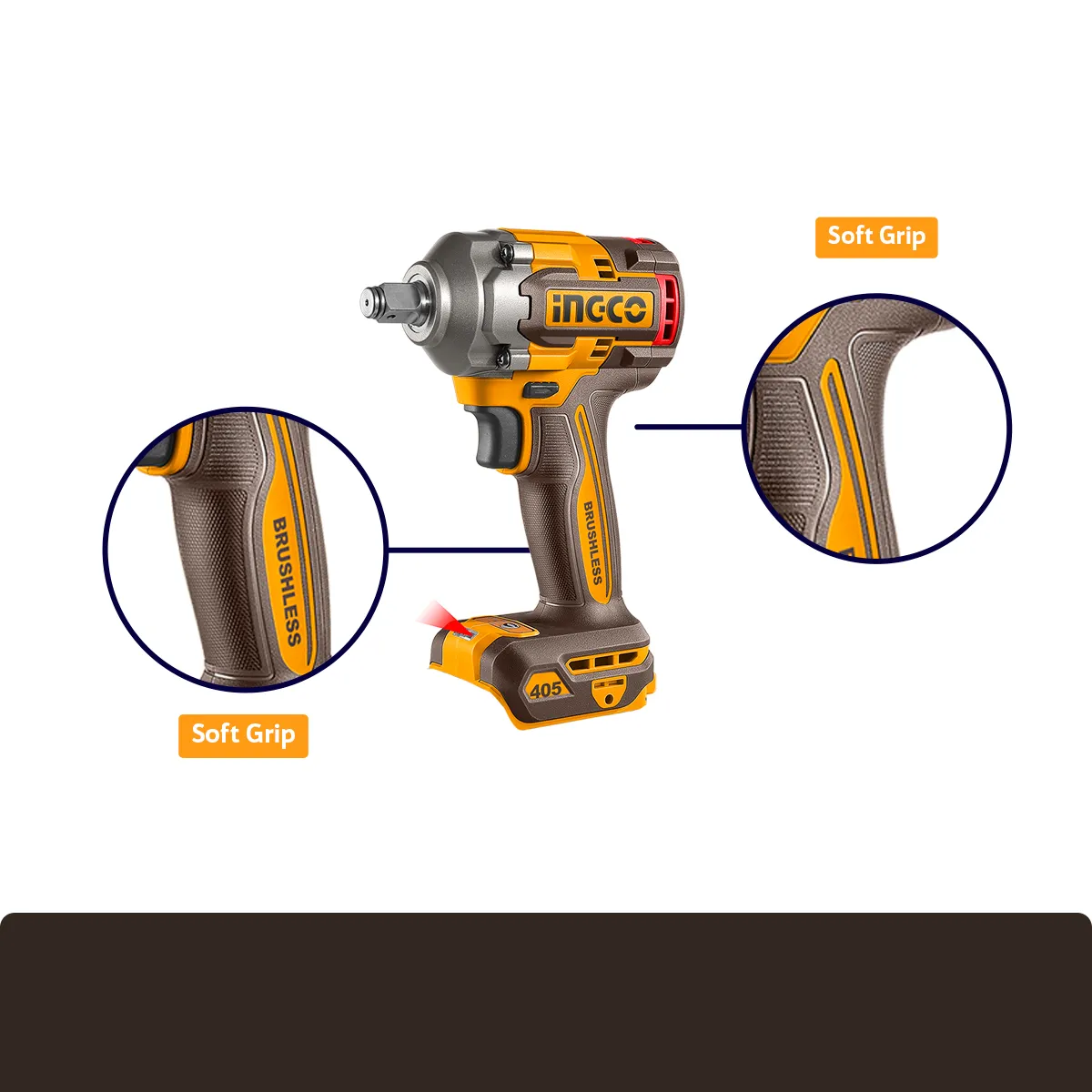 Chave de Impacto BL INGCO 405Nm 1/2" à Bateria 20V Linha P20S C/ 2 Baterias 2Ah CIWLI2045-9 - Imagem 3