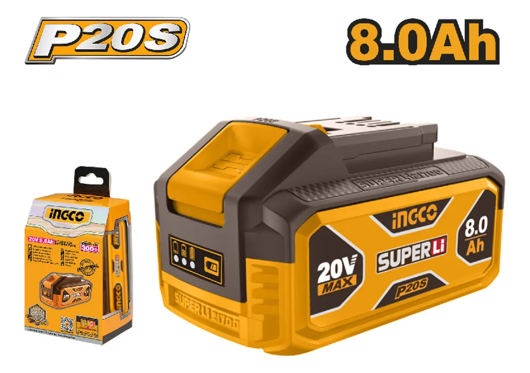 Bateria INGCO Super Íon-Lítio P20S 8,0Ah 20V FBLI2108
