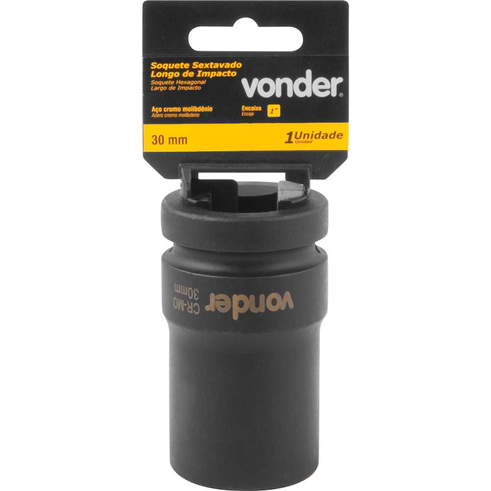 Soquete sextavado longo de impacto, 30 mm, encaixe de 1", VONDER