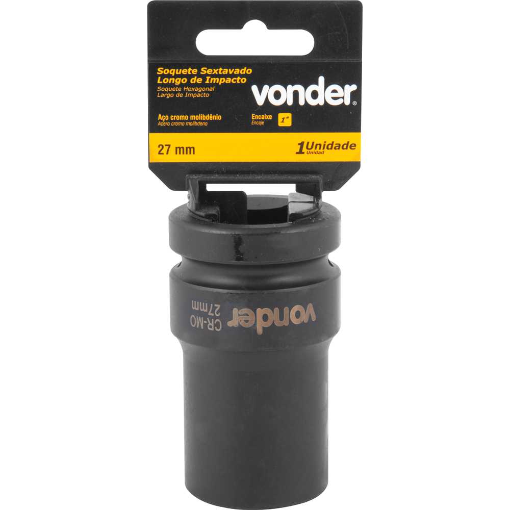 Soquete sextavado longo de impacto, 27 mm, encaixe de 1", VONDER