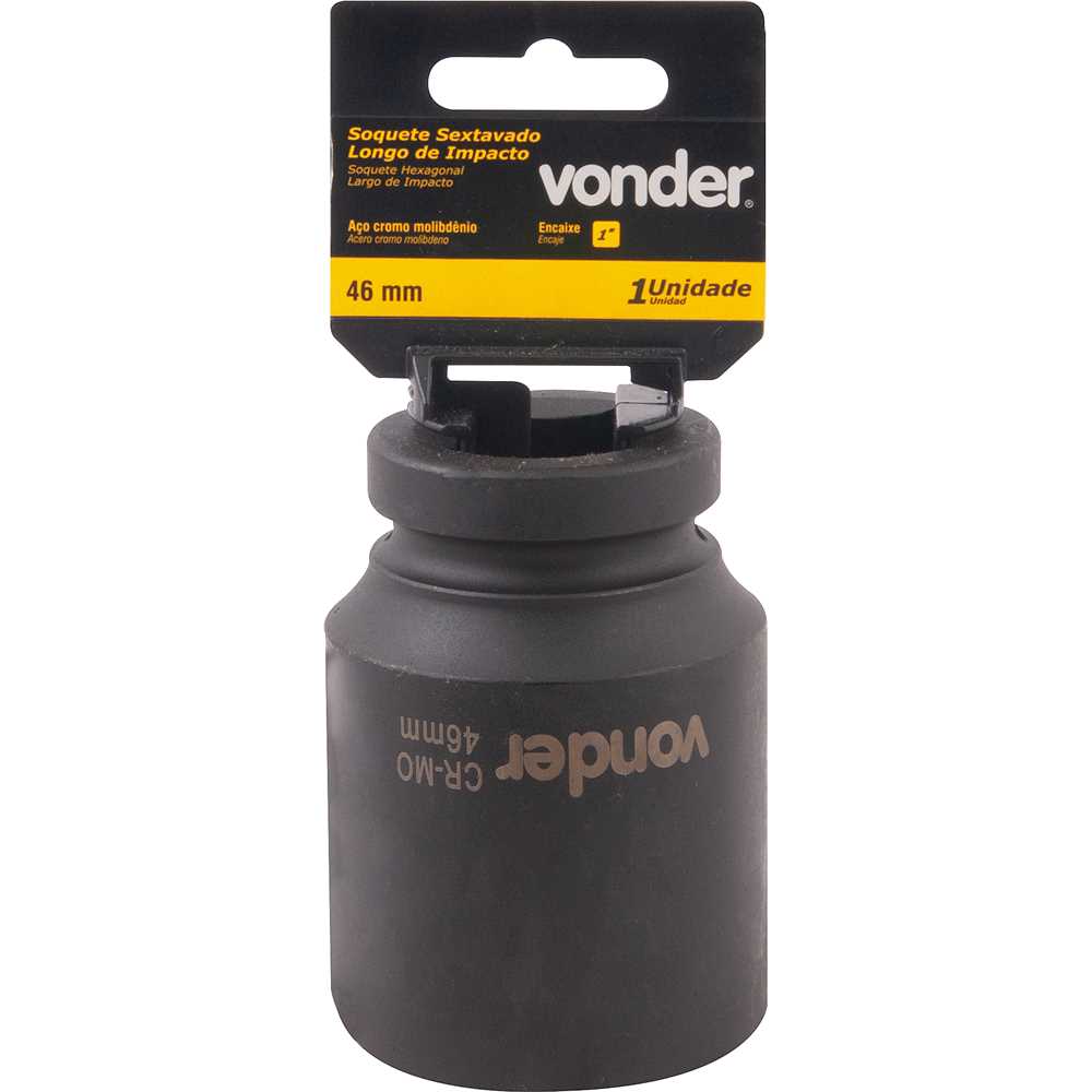 Soquete sextavado longo de impacto, 46 mm, encaixe de 1", VONDER
