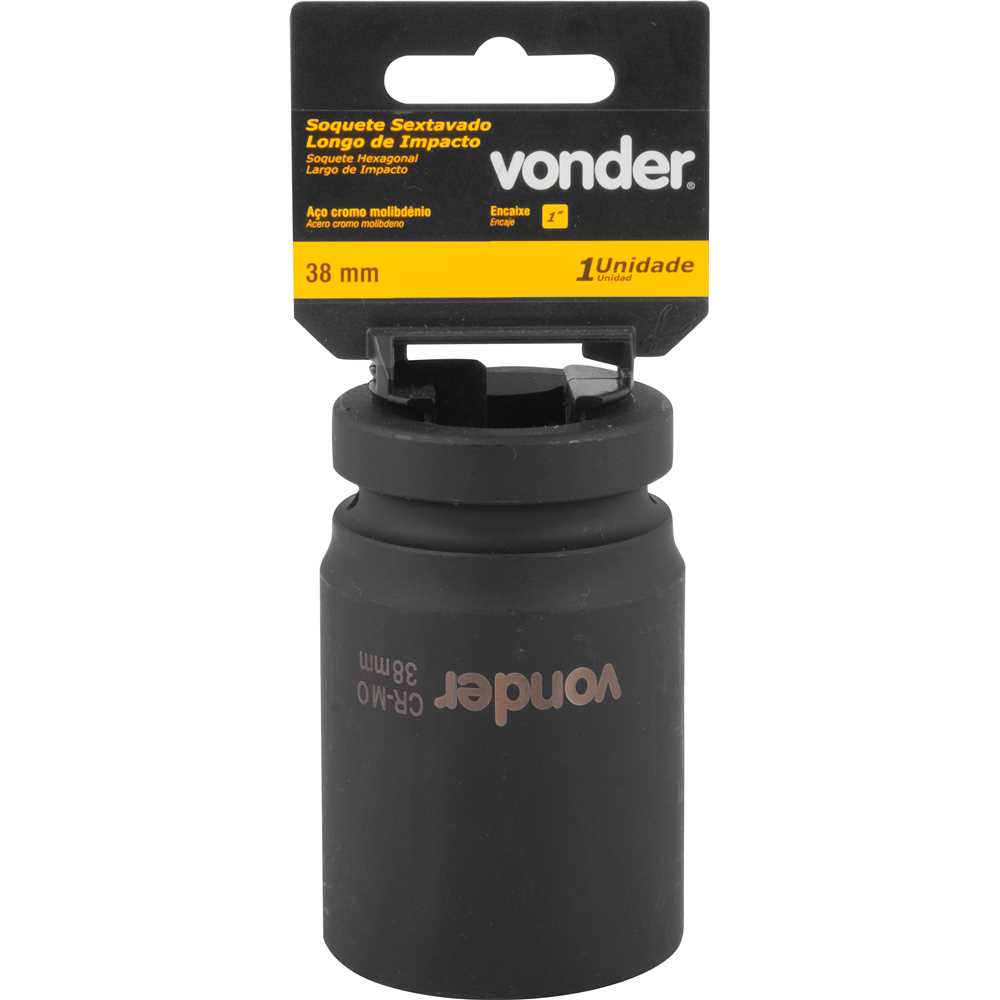 Soquete sextavado longo de impacto, 38 mm, encaixe de 1", VONDER