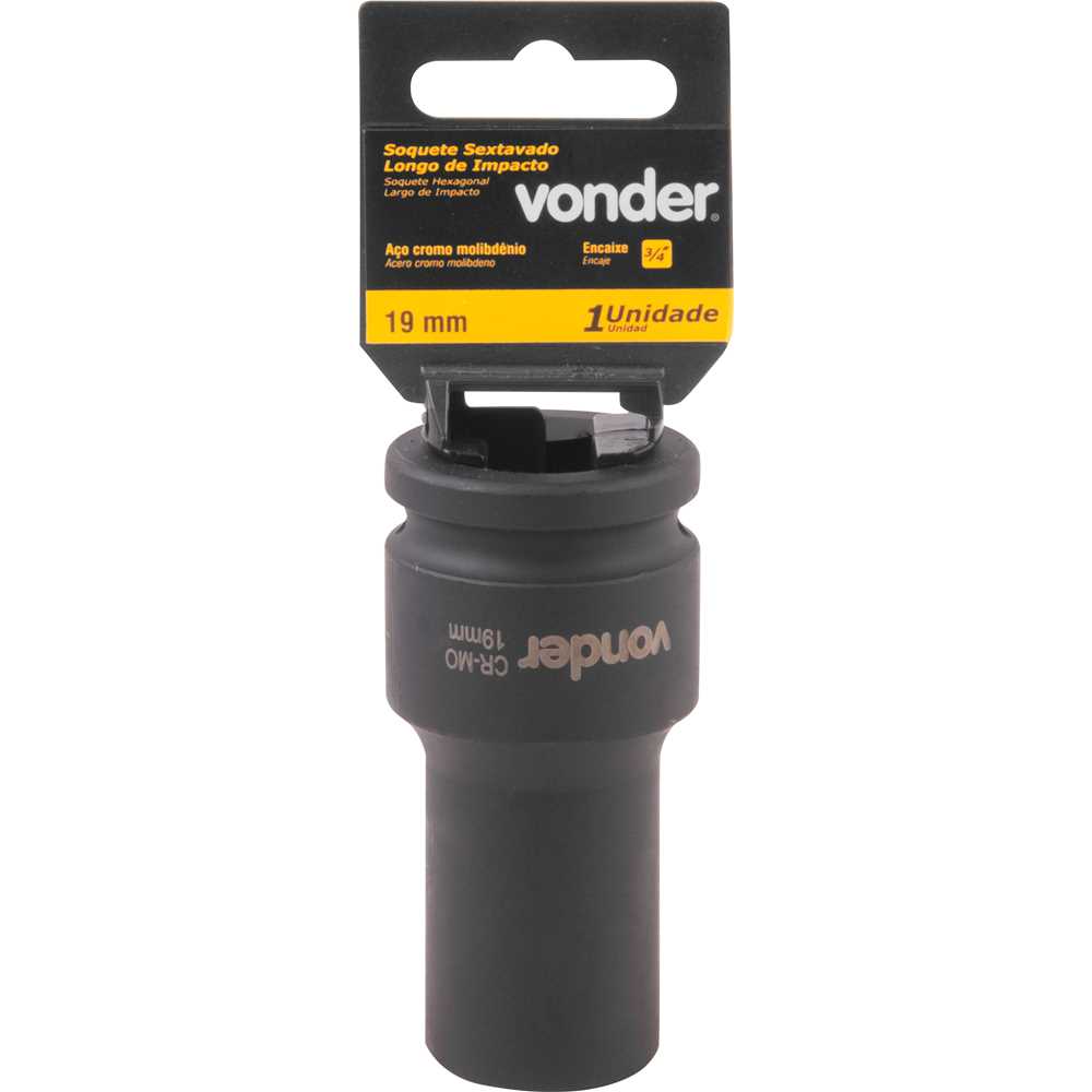 Soquete Sextavado Longo de Impacto Encaixe de 3/4″ x 19mm VONDER - Imagem 3