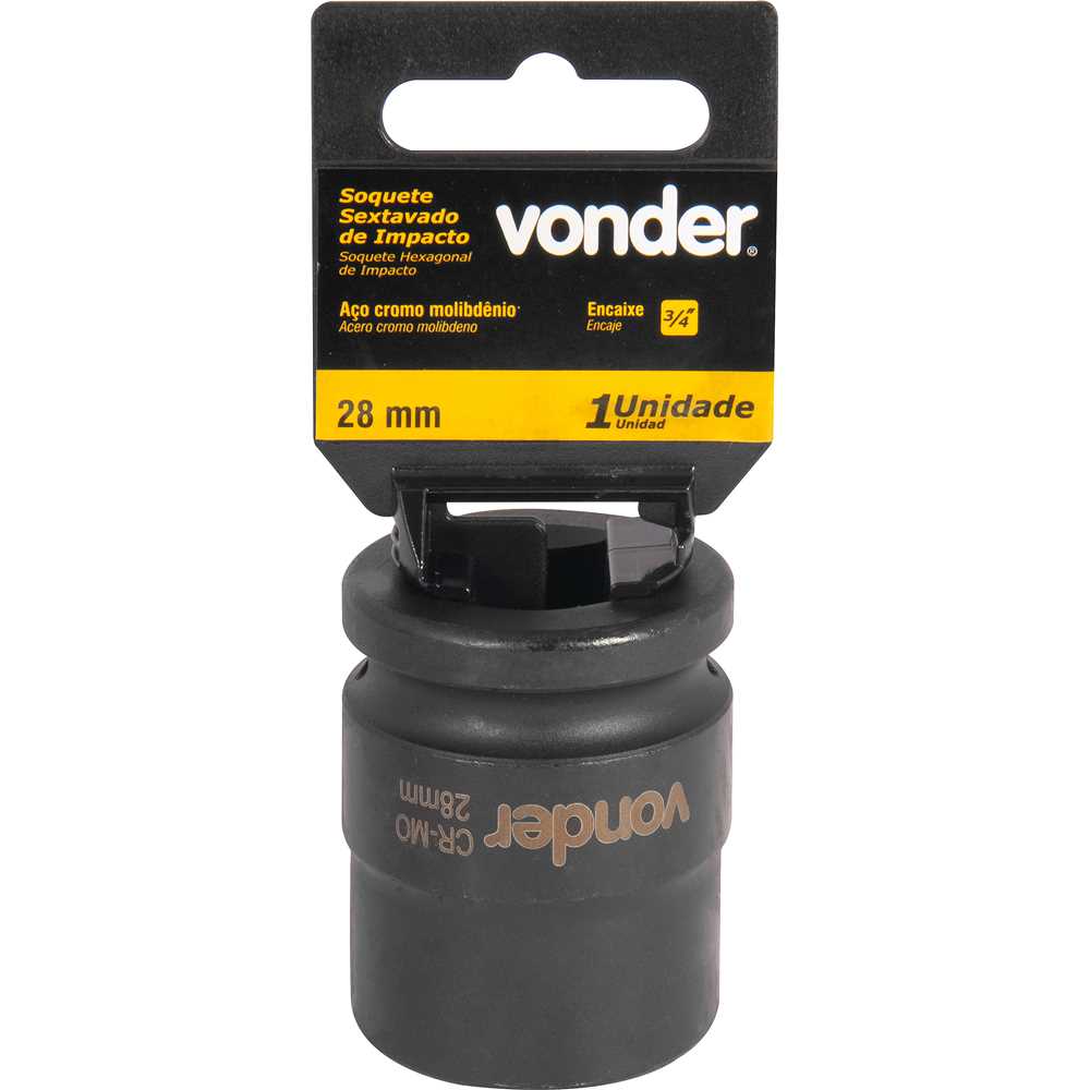 Soquete Sextavado de Impacto Encaixe de 3/4″ x 28mm VONDER - Imagem 3