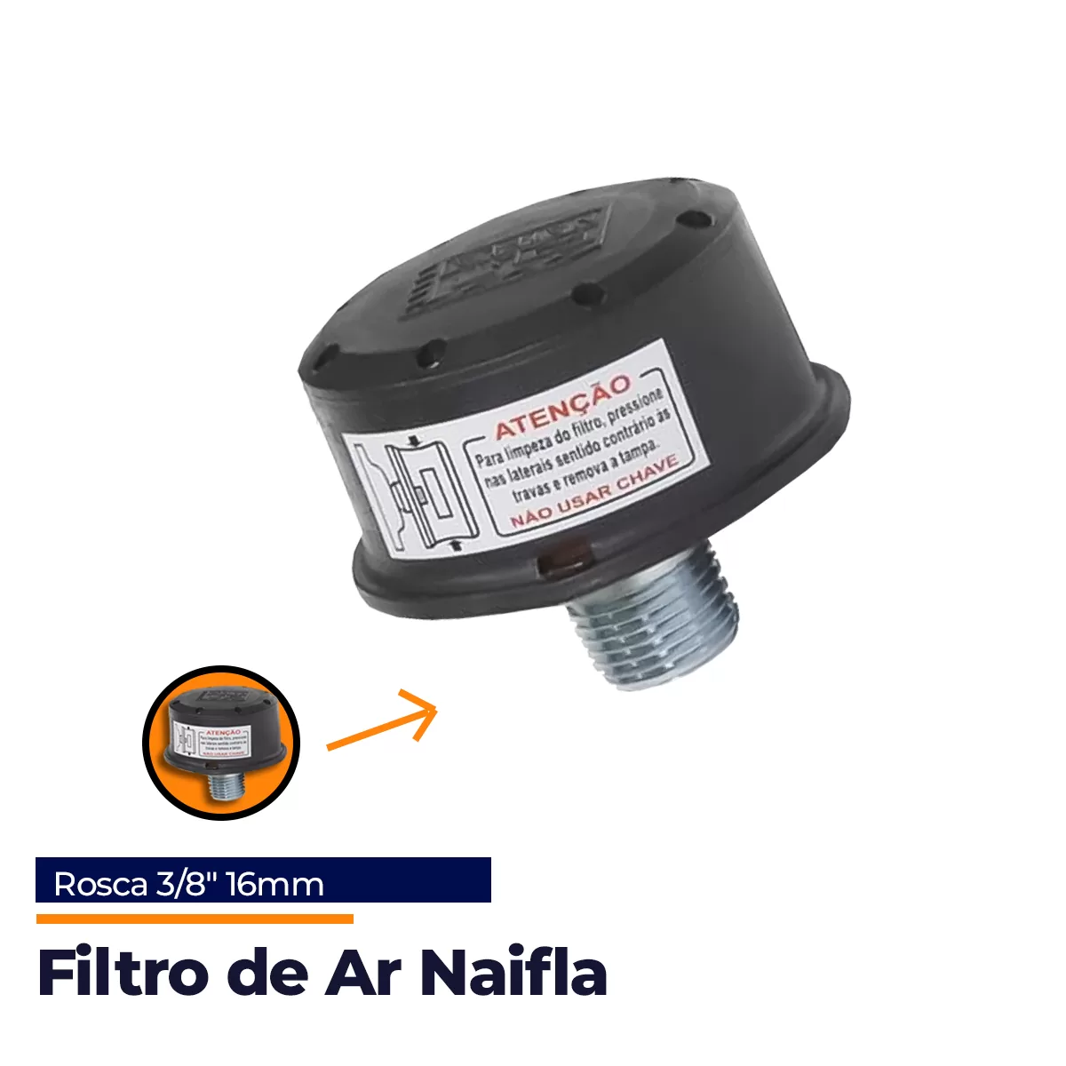 Filtro de Ar Naifla 3/8" Plástico C/ Rosca de Ferro Pequeno - Imagem 2