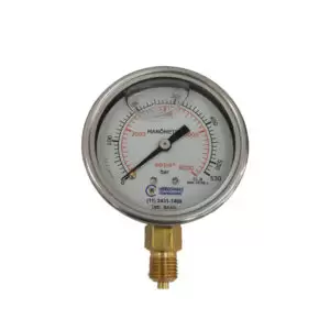 Manômetro de Pressão 1/4″ Vertical 8000 Lbf/cm² 530 Bar Com Glicerina