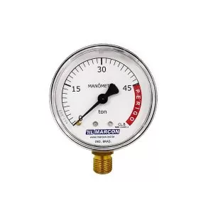Manômetro de Pressão Hidráulica Marcon 1/4" Vertical 45 Toneladas