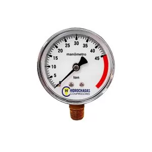 Manômetro de Pressão 1/4" Vertical 45 Toneladas