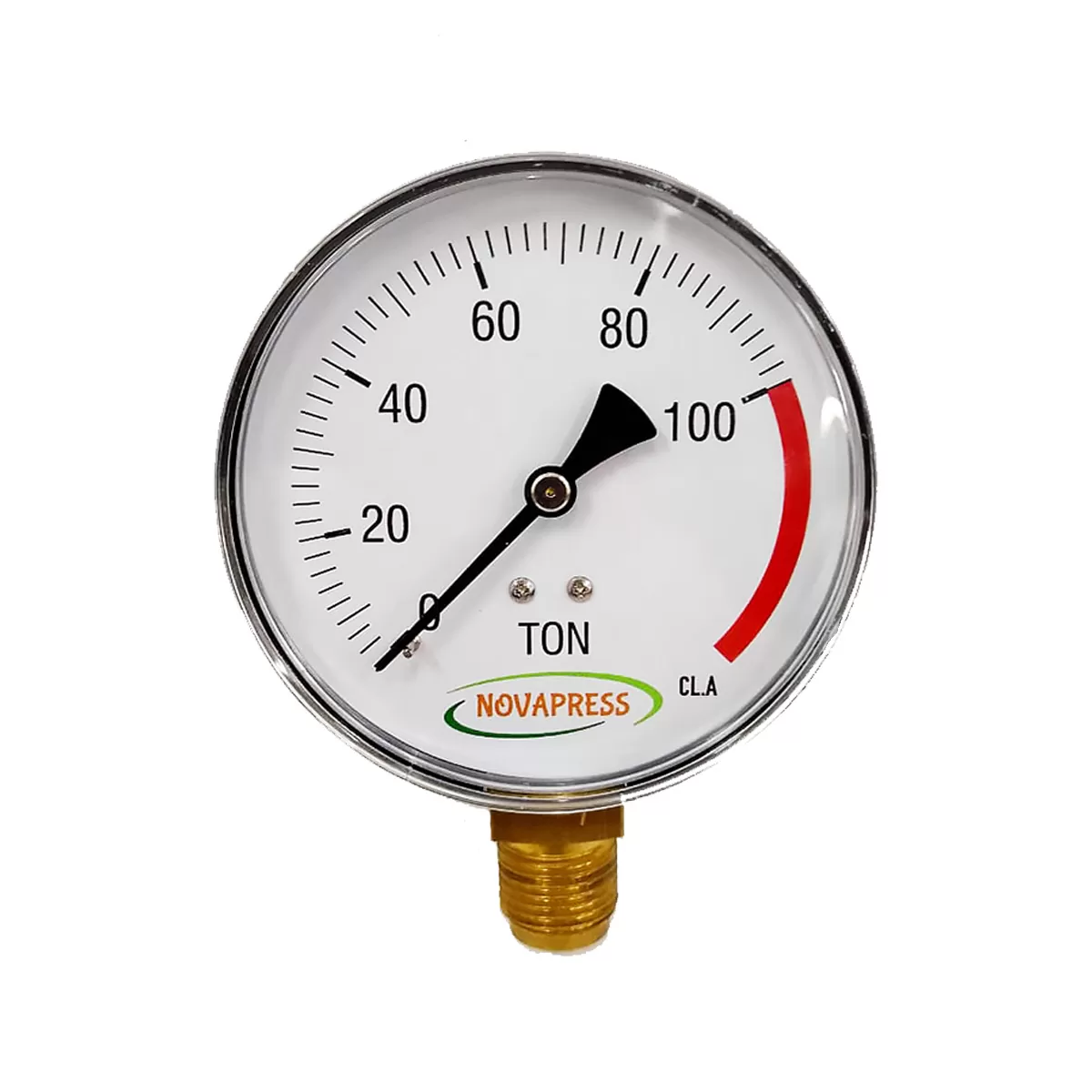 Manômetro de Pressão 1/2" Vertical 100 Toneladas