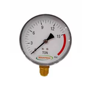 Manômetro de Pressão 1/2" Vertical 15 Toneladas