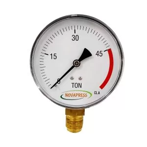 Manômetro de Pressão 1/2" Vertical 45 Toneladas