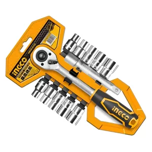 Jogo de Soquetes com Chave Catraca INGCO 1/2” com 12 Peças
