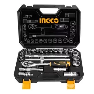 Jogo de Soquetes INGCO 1/2” com 25 Peças
