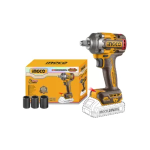 Chave de Impacto Ingco Encaixe Quadrado 1/2" 400Nm à Bateria Íon-Litio 20V CIWLI20401